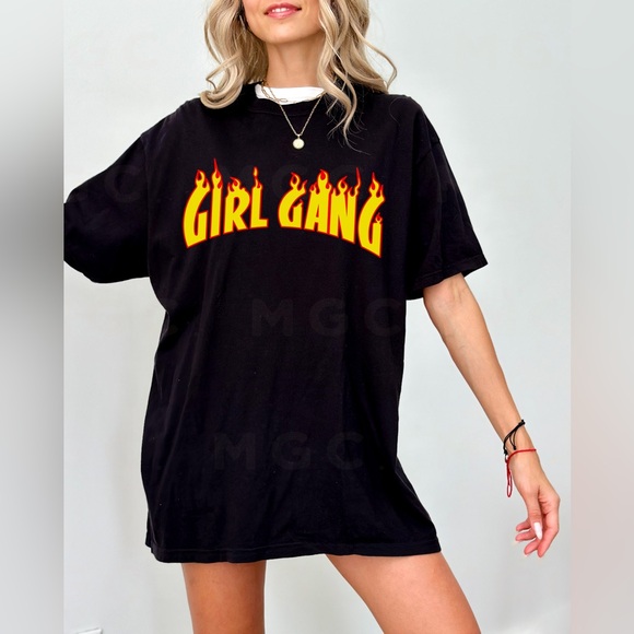 Comfort Colors Flaming Girl Gang Shirt - Picture 2 of 10